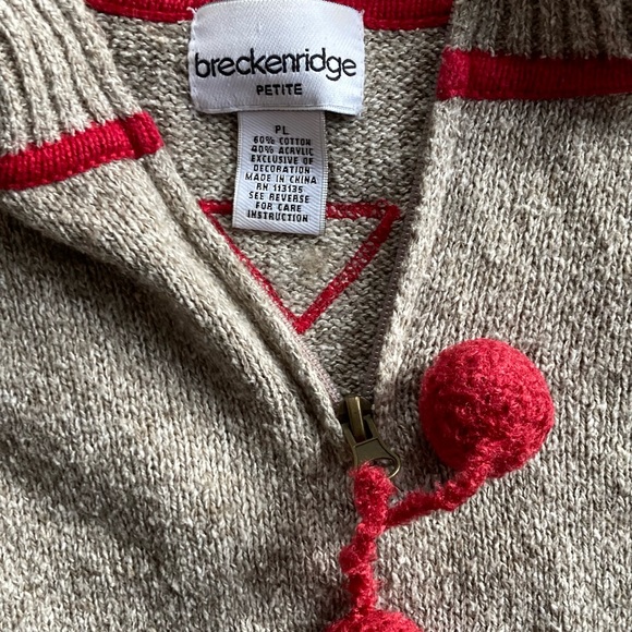 Vintage Winter Breckenridge Women's Gray Pullover w Red Accents, Sz. Petite L - Picture 3 of 5